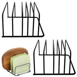 Chopping Board Holder, Pot Lid Holder with 5 Compartments for Kitchen Cabinet, Cutting Board Holder and Pans Organiser for 1.3-2.7 cm Baking Trays, Lids, Chopping Boards and Kitchen Utensils, Black