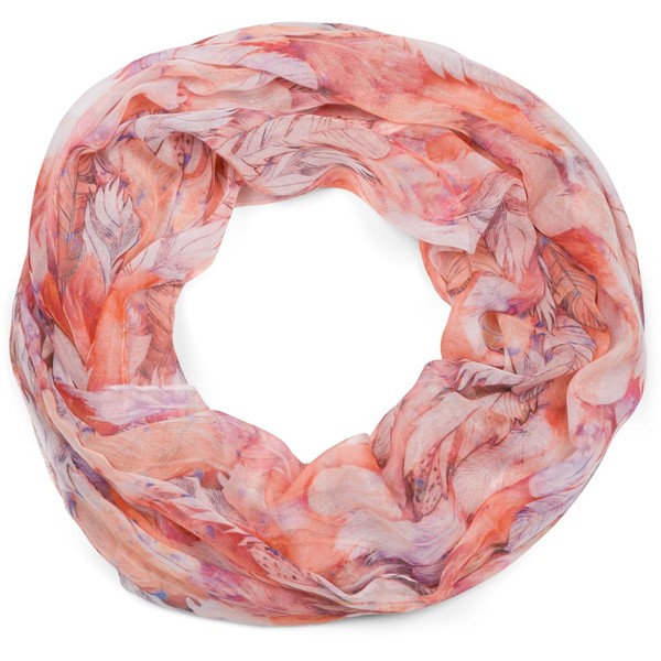 styleBREAKER 01016239 Women's Loop Scarf with Colourful Feather Pattern, Light