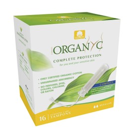 Organyc 100% Certified Organic Cotton Tampons, Plant Based Eco Applicator, Regular Flow, 16 Count