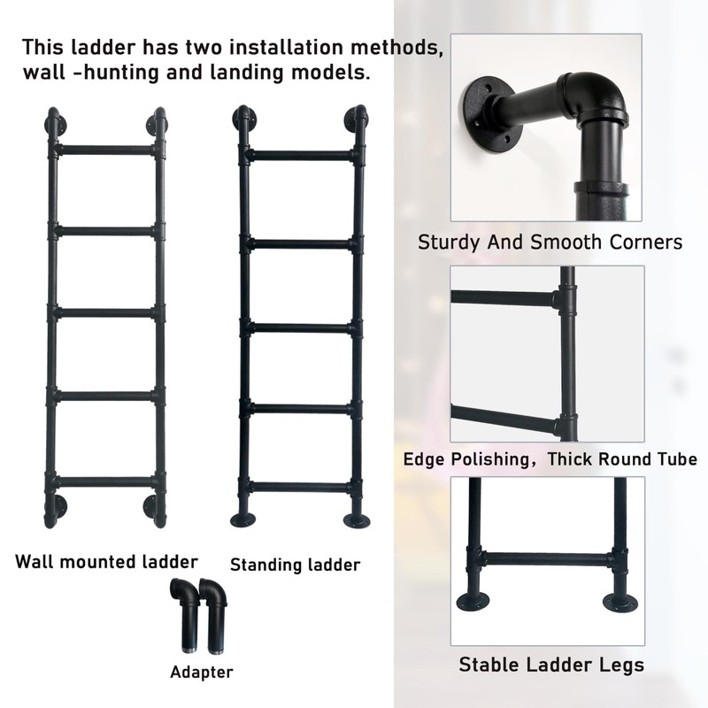 3 Steps Basement Window Well Egress Exit Ladder，Wall/Floor-Mounted Ladders for