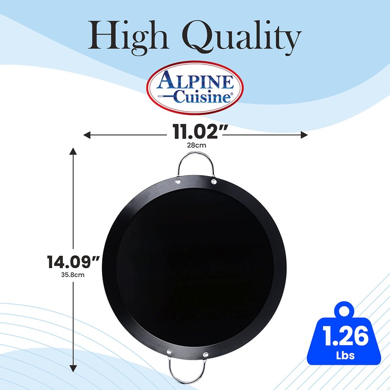Alpine Cuisine Nonstick Round Comal Griddle 11-Inch - Black Carbon