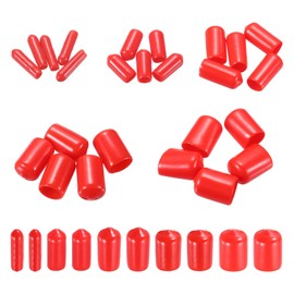 sourcing map 50pcs Round End Protective Caps Rubber Cover 1/8" 1/4" 3/8" 1/2" 5/8" Red Screw Protector for Screw Bolt, Plumbing Pipe