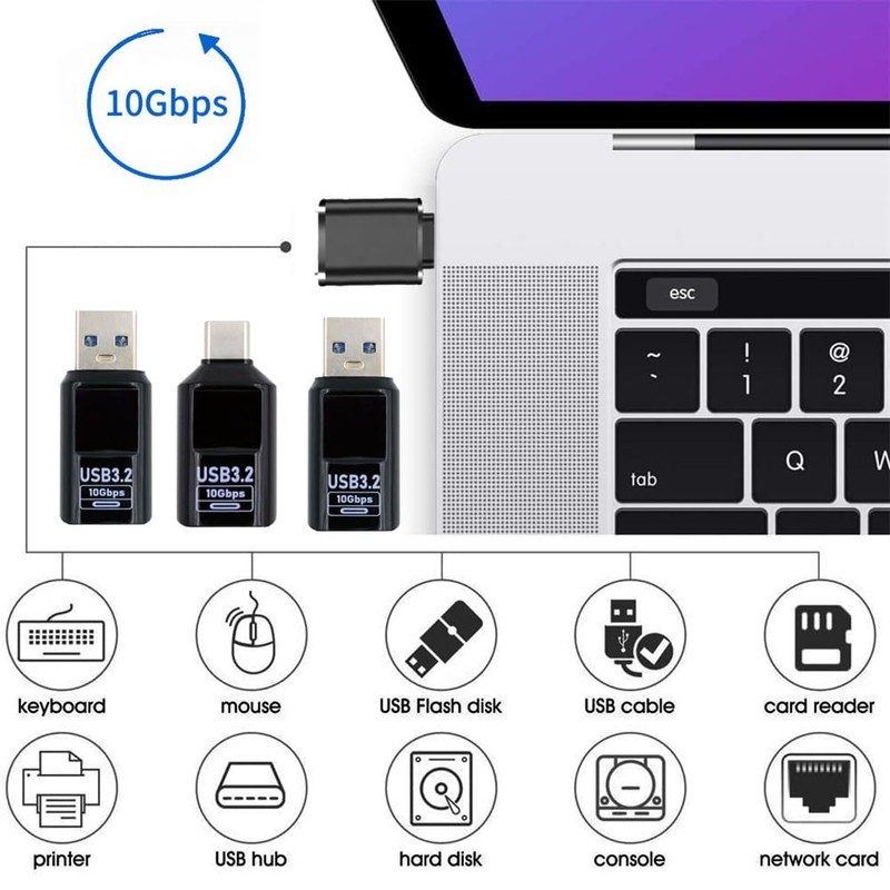 xiwai 3 Pieces/Lot Type C Adapter with Smart LED Digital
