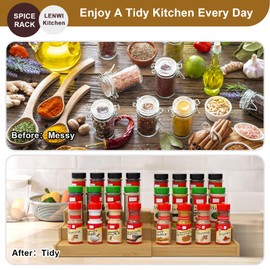 Lenwi Spice Rack Organizer for Cabinet 2Pack, 3 Tier Expandable Bamboo Spice Storage, Great for Kitchen Cabinet, Cupboard,Pantry and More(Natrual)