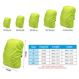 PATIKIL 70-90L Waterproof Backpack Rain Cover, Anti-Slip Cross Buckle Straps & Drawstring Bag for Hiking Camping Traveling, XXL, Fluorescent Green