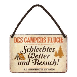 Caravan Camping Sign - Funny Metal Sign with Cord and Suction Cup - Funny Decoration Gift Idea for Camper Caravan Caravan - Decorative Accessory - 18 x 12 cm