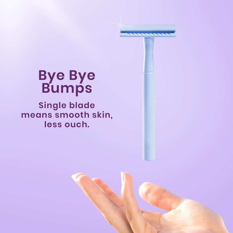 Ultra-Minimal Safety Razor – Light Blue - Reusable, Zero Waste
