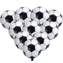 10 Pieces Soccer Balloons,Football Party Supplies,Foil Soccer Balloons,18 Inch