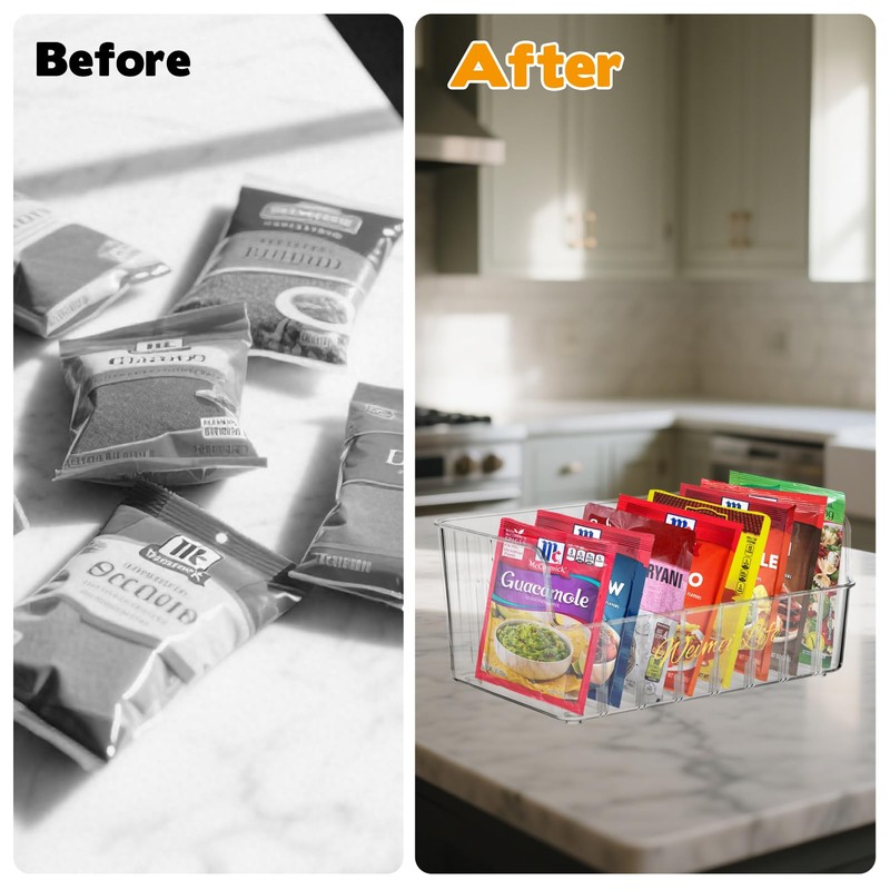 Rainmae Seasoning Packet Organizer with 7 Removable Dividers, Drink Packet
