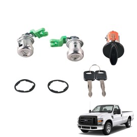 GrteRokky Door Lock Cylinders & Ignition Switch w/Keys Compatible for 1997-2003 Ford F150,1997-2007 F250 F350,1999-2003 Ford Windstar,2004-2007 Freestar LC6177+DL5885X2+597638 (No Chip) 6C341522050AC
