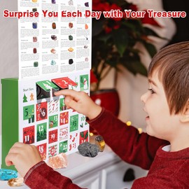 Advent Calendar 2024 Crystals for Kids with 24 Days Christmas Countdown Surprises, Natural Mineral & Rock Stone for Learning, Collection, Scientific Gift for Girls & Boys & Geology Enthusiasts (Crystals Advent Calendar 2024)