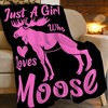 Moose Blanket Soft Cozy Pink Moose Animals Throw Blanket Super