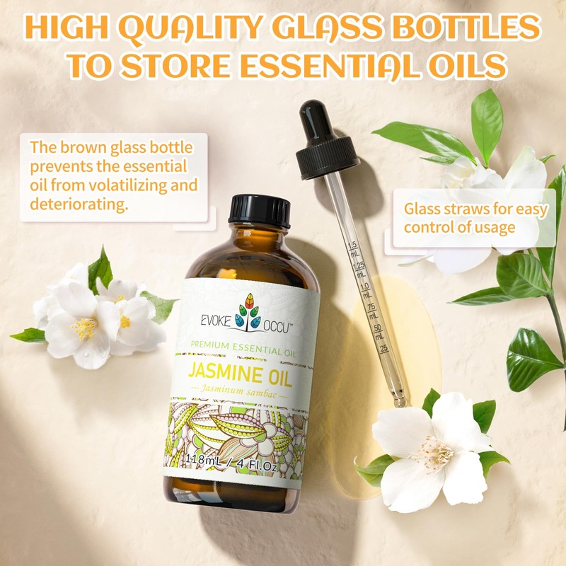 EVOKE OCCU Jasmine Essential Oil for Cleaning, Air Freshening, Relaxing,