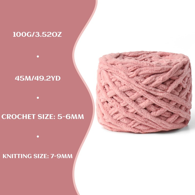 Plush Chenille Chunky Yarn 100g (49.2yd) - Fluffy Velvet Yarn