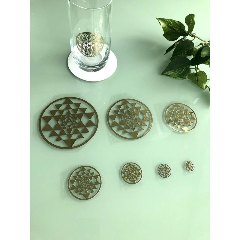 RELIGHT Shri Yantra Sticker Sticker Metal Sacred Geometric Orgonite Decor