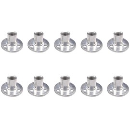 Leliafleury 10Pcs Brad Hole Tee Nuts M12 Female Thread Carbon Steel T-Nuts Flange Nuts Round Base Screw-in Tee Nuts for Fixing Connection Furniture