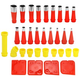 QWORK 32 Pcs Caulk Finisher Kit Stainless Steel Caulking Nozzle Tips with 18 Sizes V-Shaped Sealant Finishing Tool for Kitchen Bathroom Tile & Window Fits Sausage Guns
