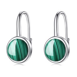CRMAD Malachite Earrings for Women Sterling Silver Malachite Leverback Earrings Malachite Jewelry Gift for Women (malachite)