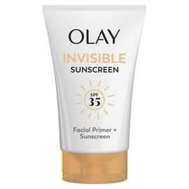 Olay Invisible Sunscreen, SPF 35, 100% Invisible Facial Sunscreen and Makeup Primer - Fragrance-Free, Weightless, No White Cast Broad Spectrum Sun Protection with Vitamin C & E, Aloe Vera, 1.7 Oz