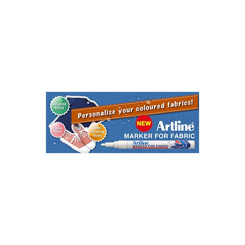 Artline White Permanent Fabric Markers pen for clothing (2 Markers)