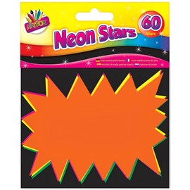 2x60 Neon Fluorescent Stars - 10cm x 7.5cm Assorted Neon Flash Cards Price Display Tags Label Shop - Bundled by Smart Cutie