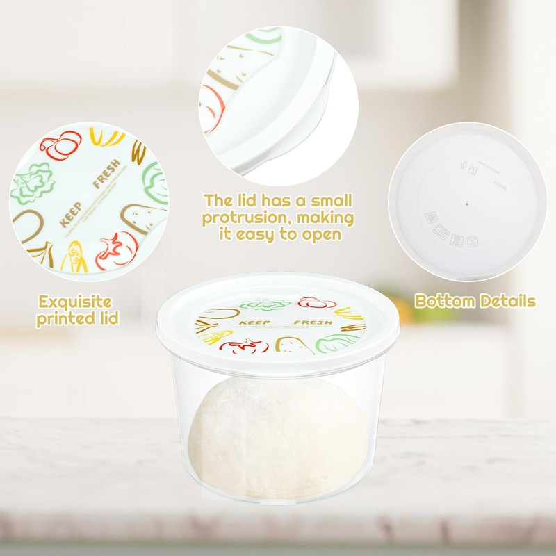 Rainmae 12pcs Pizza Dough Proofing Box with Lids, 1100ML Stackable