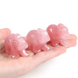 XIANNVXI Rose Quartz Crystals Elephant Ornament Crystal Ornament Elephant Figurine Reiki Natural Carved Gemstone 1.5" Cute Lucky Pink Gifts for Women
