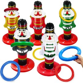 Christmas Ring Throwing Toys Inflatable Ring Cartoon Snowman Christmas Party Games Toys Christmas Decoration Supplies