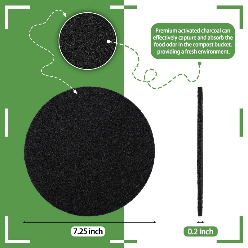 Mylifeunit 16-Pack Charcoal Filters for Kitchen Compost Bins (7.25 Inches)