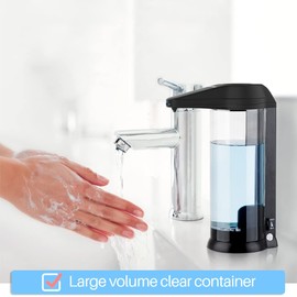 Secura 17oz Automatic Liquid Soap Dispenser, Touchless Battery Operated Hand Soap Dispenser with Adjustable Soap Dispensing Volume Control Dial, Personal Care Dispenser (Black)