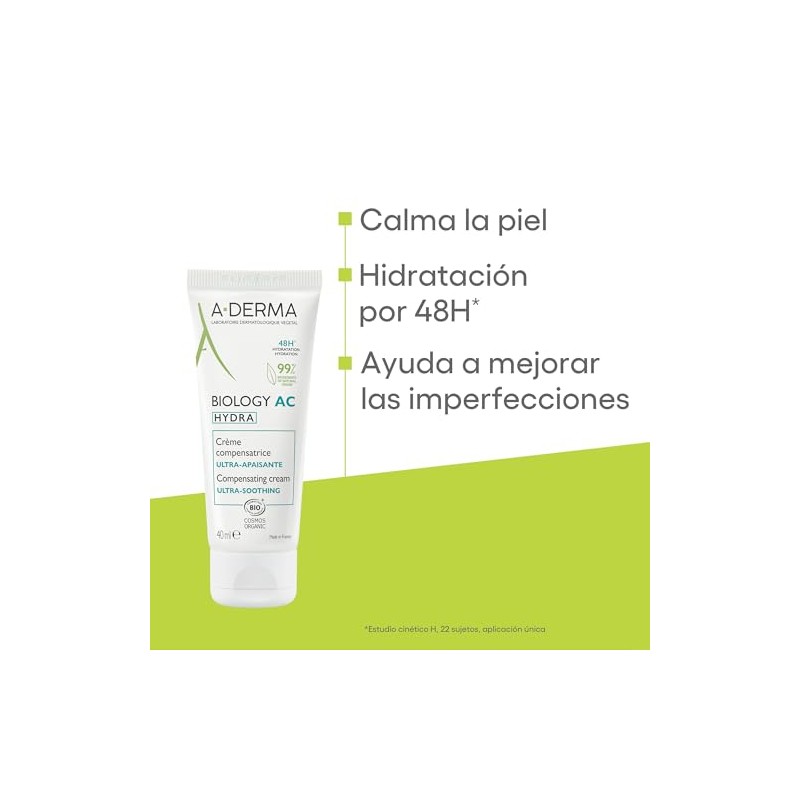 ADERMA, Biology AC Hydra Crema Calmante Compensadora, Hidratación 48H Para