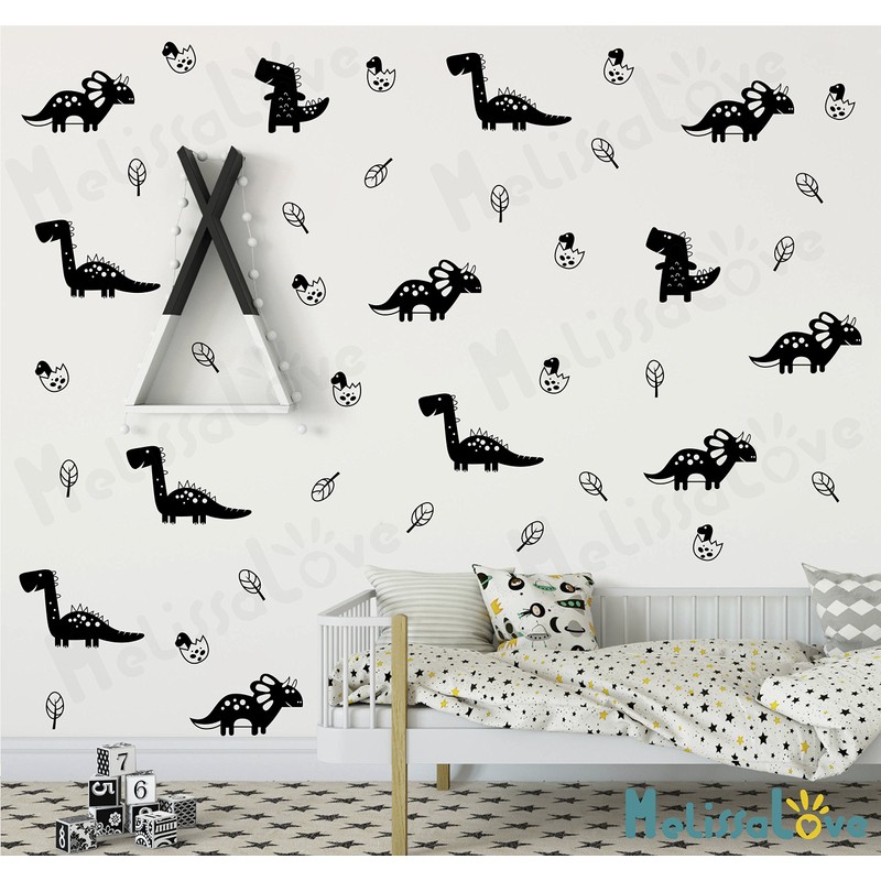 Melissalove Wall Decal Dinosaurs 52pcs/Pack dinasaurs Wall Decor Stickers for