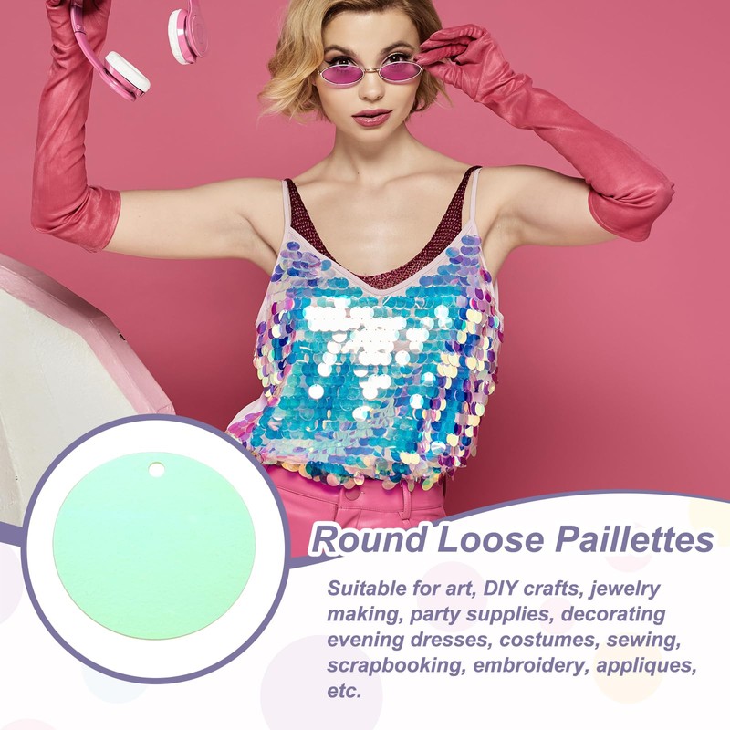 MECCANIXITY 100 Pcs Flat Round Sequins 25mm/1 Inch Loose Paillettes