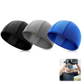 PVFZXS Pack of 3 Helmet Caps, Summer Underhelmet Cap, Summer Cycling Hat, Cycling Hat, Cycling Hat, Sports Cap, Skull Cap, Breathable, blue