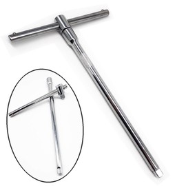 QISF 2 Pcs 3/8" Thin Wall Spark Plug Socket 12-Point Removal Tool 14 mm & 16 mm + 3/8" Adjustable T-Wrench Drive Torque Spark Plug Spanner Extension Kit (25cm)