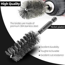 ASNOMY 7Pcs Wire Bore Brush for Drill,5/16"-1” Stainless Steel Copper Pipe Cleaner Set for Power Drill Cleaning,Abrasive Drill Wire Brush with 1/4" Hex Shank