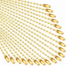 100 Dorado Cadenas De Abalorio De 5 Pulgada, Cadenas De Bolas Para Llavero, Cierre De Conector, Cadena De Bolas De Acero Inoxidable, Cadena De Acero Ajustable De Abalorio