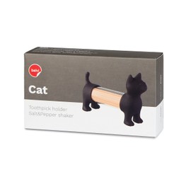Balvi Toothpick Dispenser and Salt and Pepper Shakers CAT Black in the Shape of a Cat Acrylic/PVC