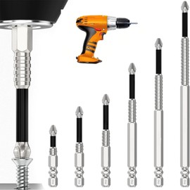 6pcs High-Magnetic Screwdriver Drill Bit Set, Anti-Slip Magnetic Electric Screwdriver Set, Universal Strong Magnetic Durability Screwdriver Drill Bit Set, 25 50 65 70 90 150mm
