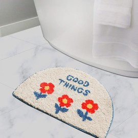 Dailylike Bath Rug, 24x17in Thick Extra Soft Plush Absorbent Durable Rubber Backing Non Slip Bathroom Rugs, Bath mat Machine Washable, Bathroom Rug for Bathtub, Bath, and Shower Floor - Vintage Flower