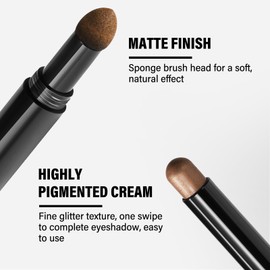 GEUUFEA Matte and Glitter Eyeshadow Stick, Waterproof Cream Eyeshadow Pencil, Long Lasting Eyeshadow Stick Crayon, Smooth Eye Brightener