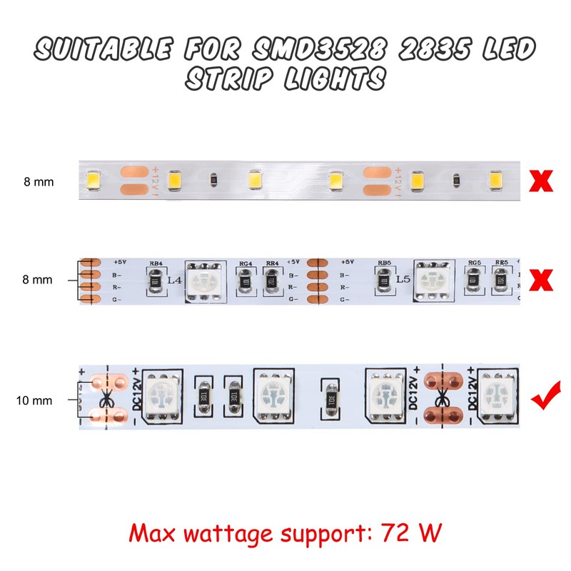 Mudder 40 Pcs 10 mm 2 Pin LED Strip Connectors