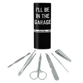 GRAPHICS & MORE I'll Be in the Garage Stainless Steel Manicure Pedicure Grooming Beauty Care Travel Kit