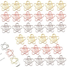 MANJIAMEI 30 Pcs Flower Paper Clips, 25mm Cute Flowers Metal Paperclips Bookmark Clip Memo Clips Paper Clamps for Office Home Stationery Paperwork Document Organizing Wedding Decoration