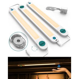 ASOKO Under Cabinet Lights, Motion Sensor Lights Plug in, Warm 2700k Dimmable Wired Closet Lights 3 Pack