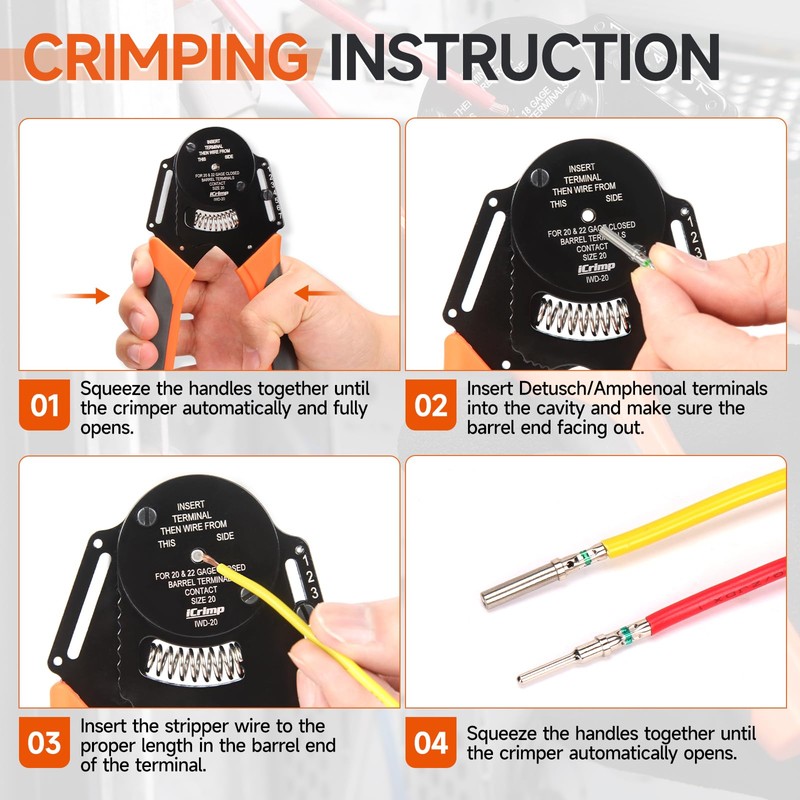 iCrimp Closed Barrel Crimper 4 Way Indents,8 Impressions for Deutsch