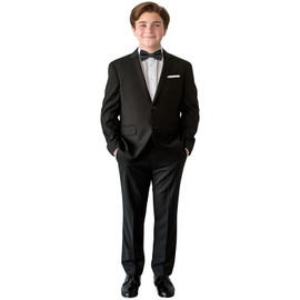 PACOROMANO Boy Black Suit Husky 7 Pcs Suspenders Boys Formal Suit Set Ring Bearer Outfit Kids Suits