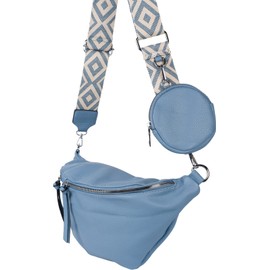 styleBREAKER 02012398 Women's Crescent Moon Crossbody Shoulder Bag Set 3-Piece Shoulder Bag with Pattern Key Chain Purse, denim blue