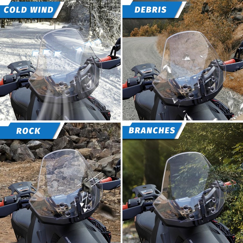 LDETXY Adjustable Windshield for Can-Am Ryker, Front Vented Translucent Clear