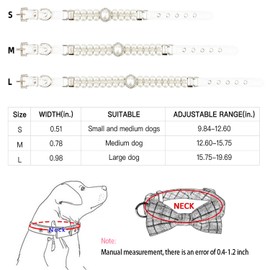 KUDES Small Dog Cat Big Pearl Collars with Crystal Rhinestone Diamond Décor, Adjustable Cute Fashion Pet PU Leather Collars Necklace for Wedding Birthday Party (S(9''-11.5''))